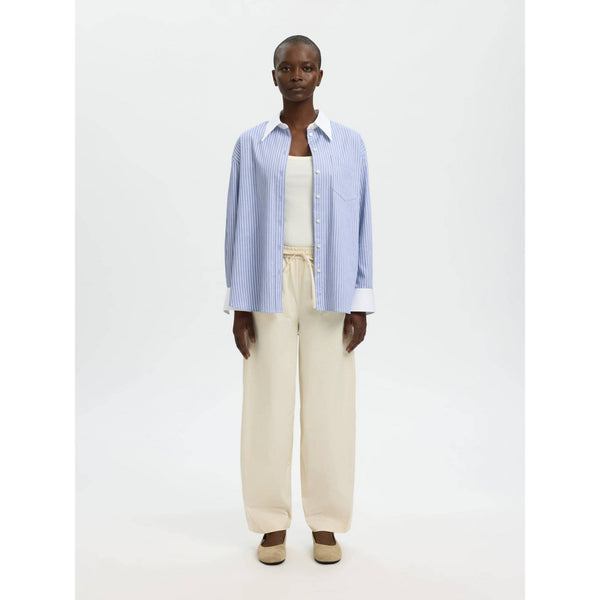 Cotton Blend Barrel Fit Trousers