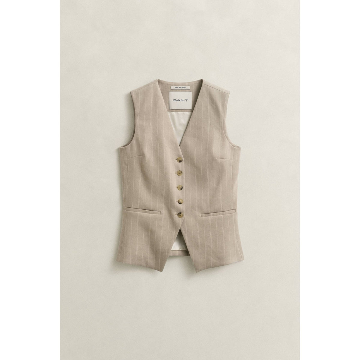 Pinstriped Linen Blend Vest