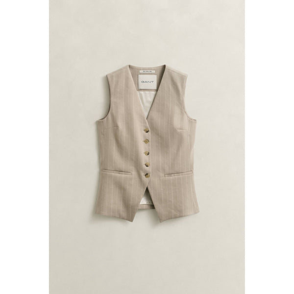 Pinstriped Linen Blend Vest