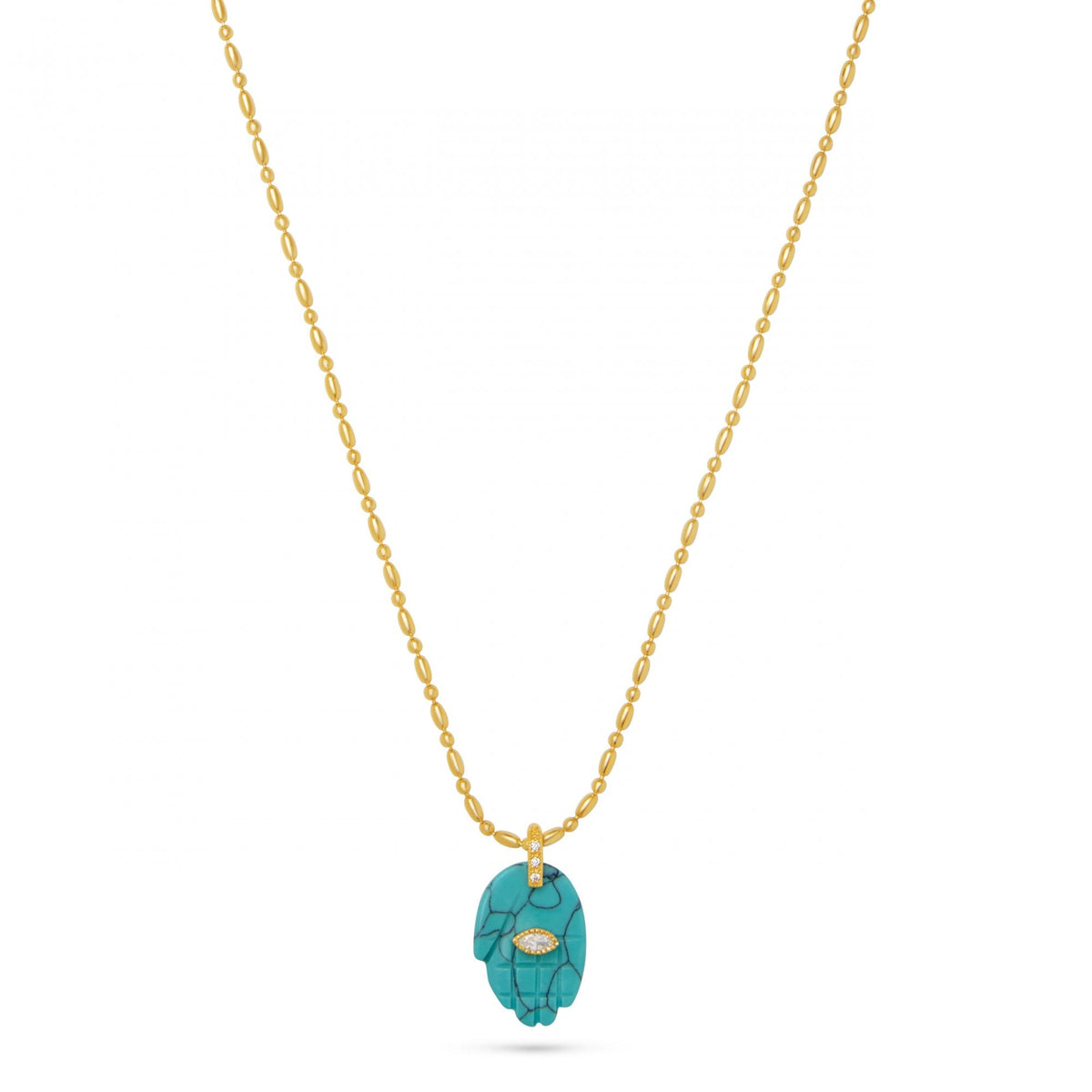 Protective Hand Pendant Necklace- Turquoise