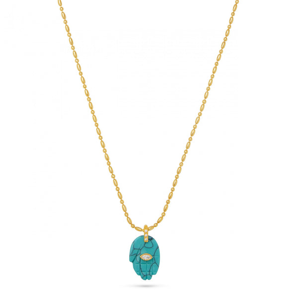 Protective Hand Pendant Necklace- Turquoise