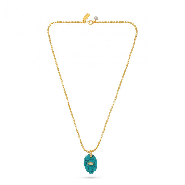 Protective Hand Pendant Necklace- Turquoise
