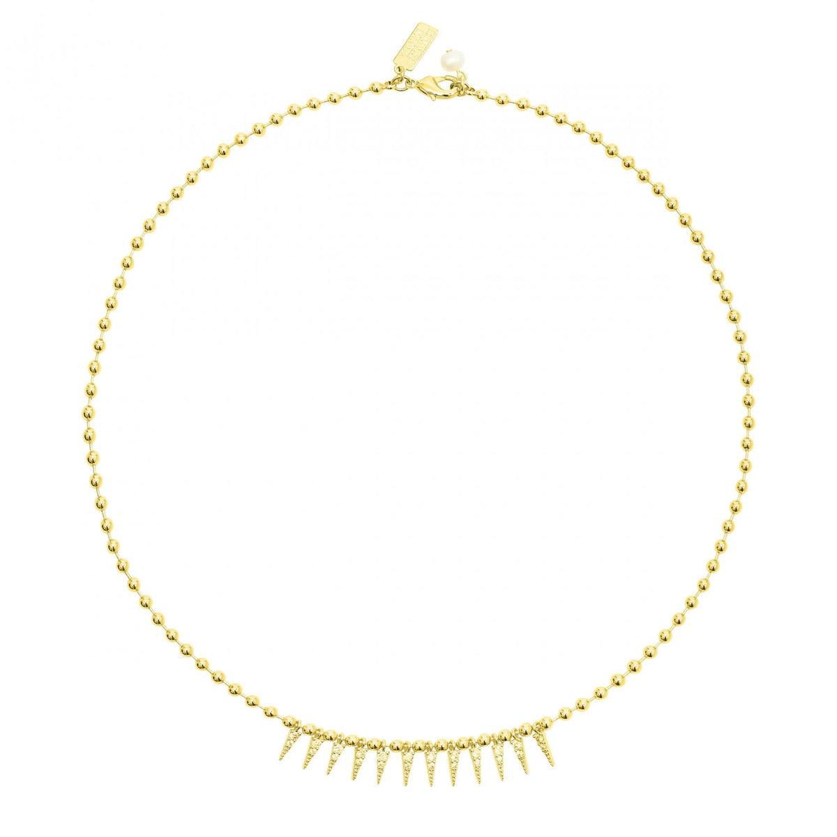 Cubic Zirconia Spike Drop Necklace– Gold