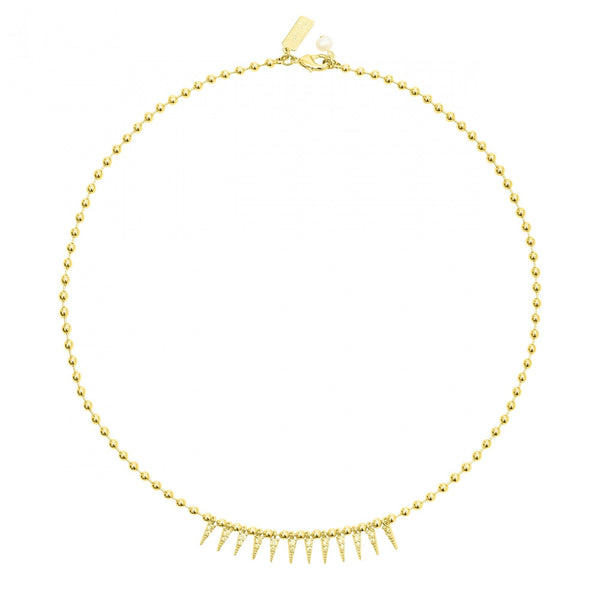 Cubic Zirconia Spike Drop Necklace– Gold