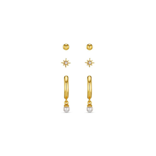 Pearl Drop Hoop & Starburst Pack Ear Stacking Set