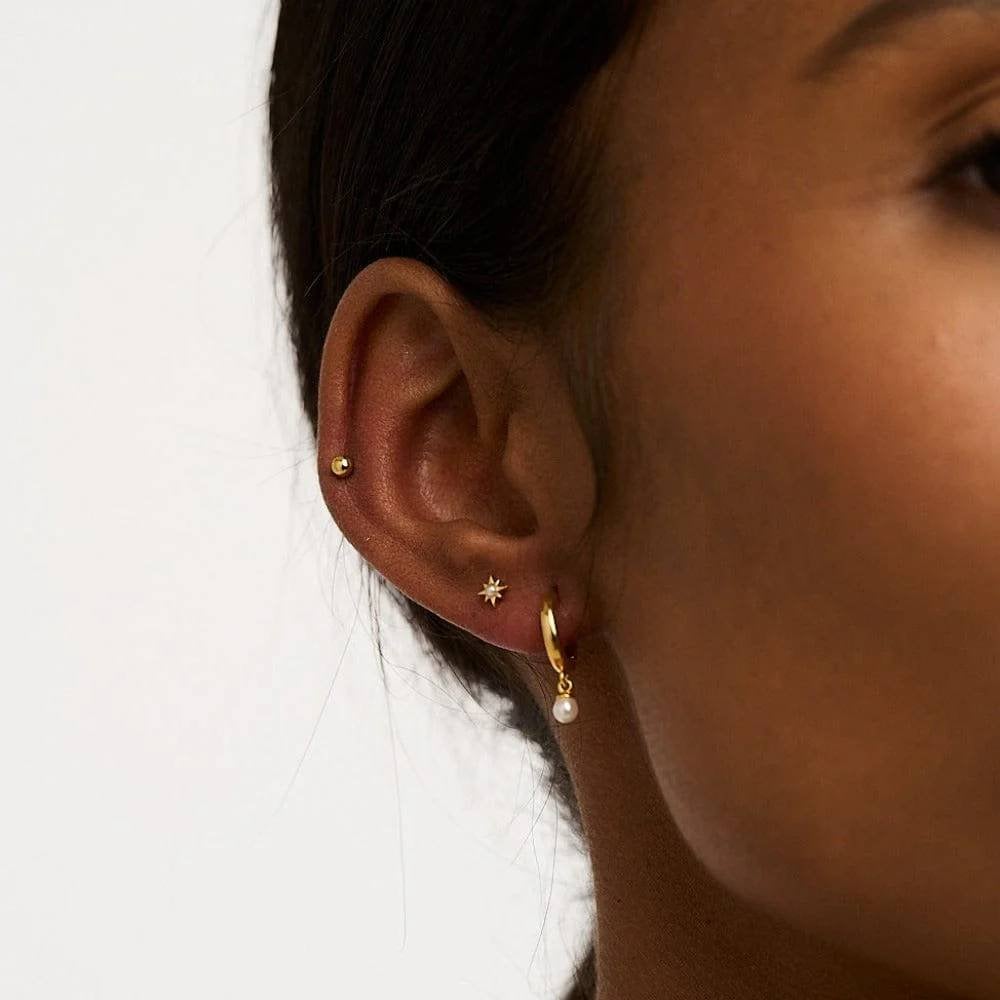 Pearl Drop Hoop & Starburst Pack Ear Stacking Set