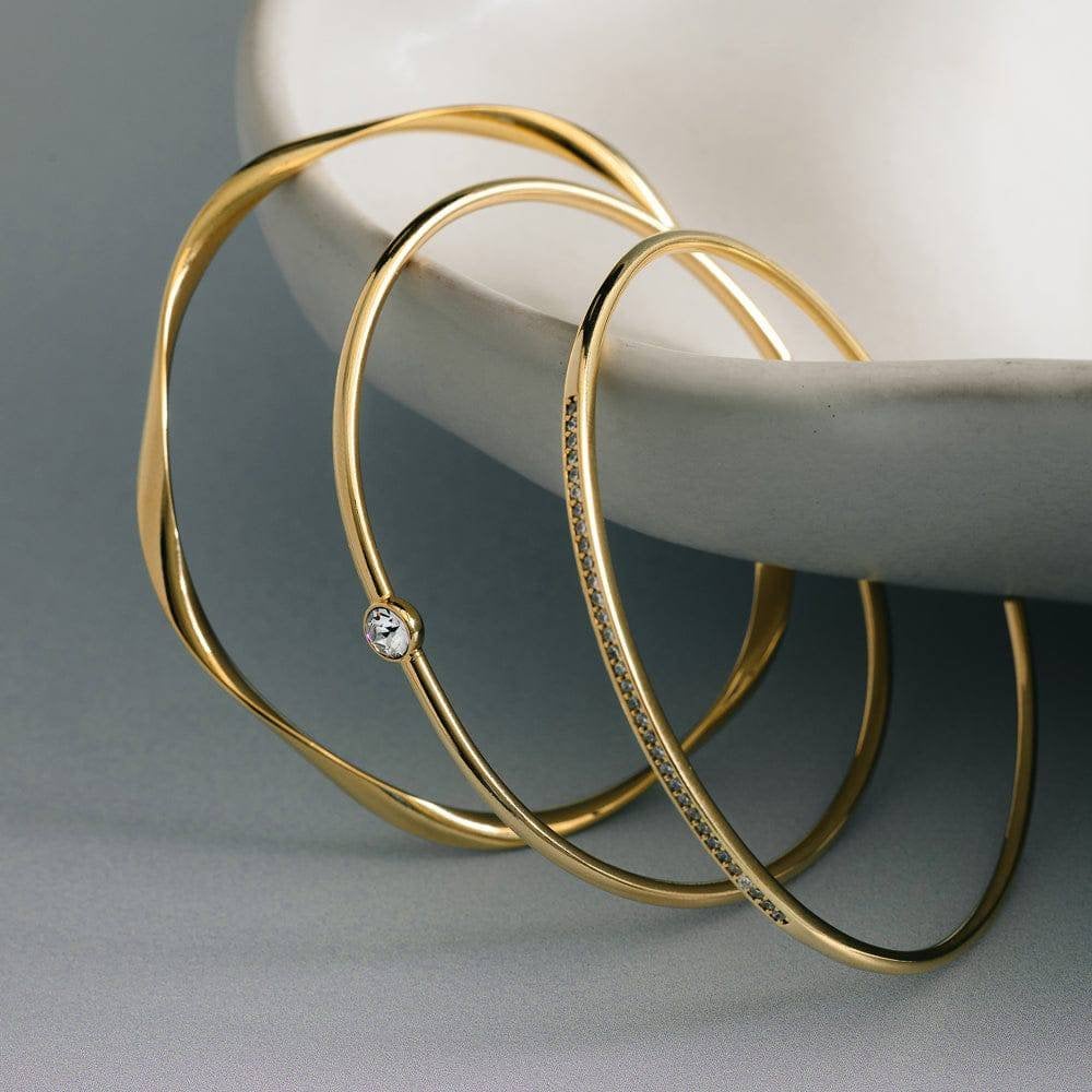 Fine Crystal & Wave Wrist Stacking Set