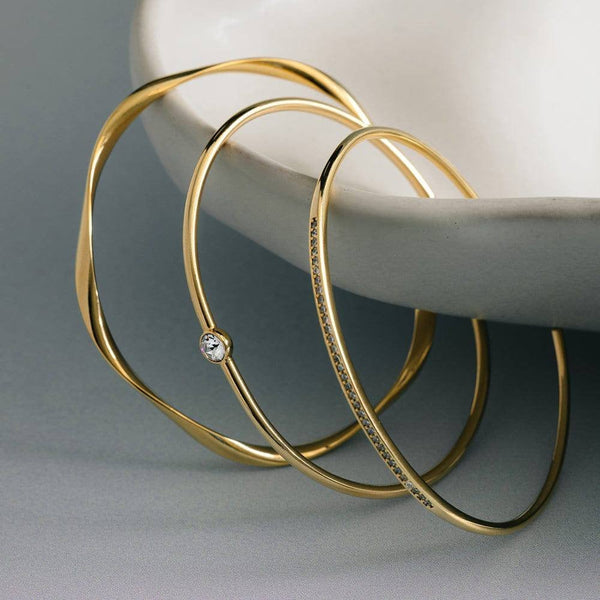 Fine Crystal & Wave Wrist Stacking Set