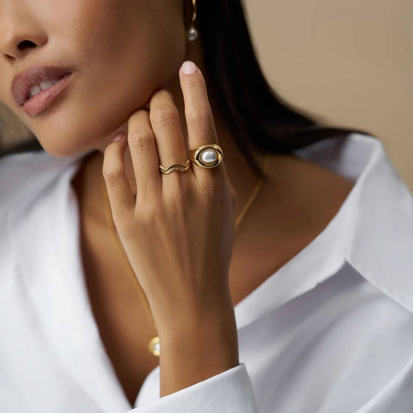 Statement Molten Pearl Ring