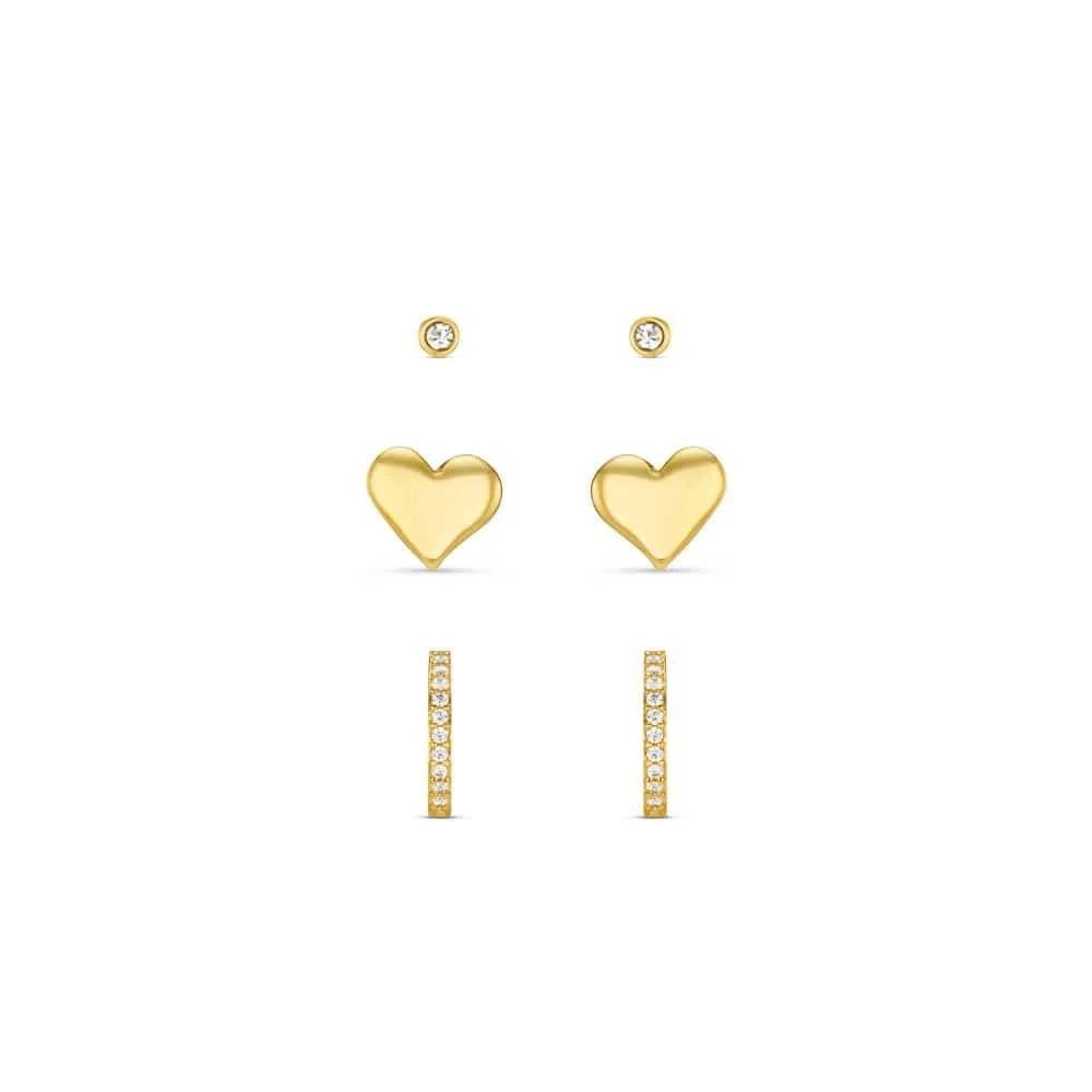 Molten Heart & Pavé Hoop Ear Stacking Set