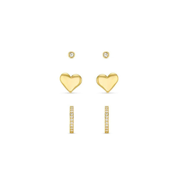 Molten Heart & Pavé Hoop Ear Stacking Set