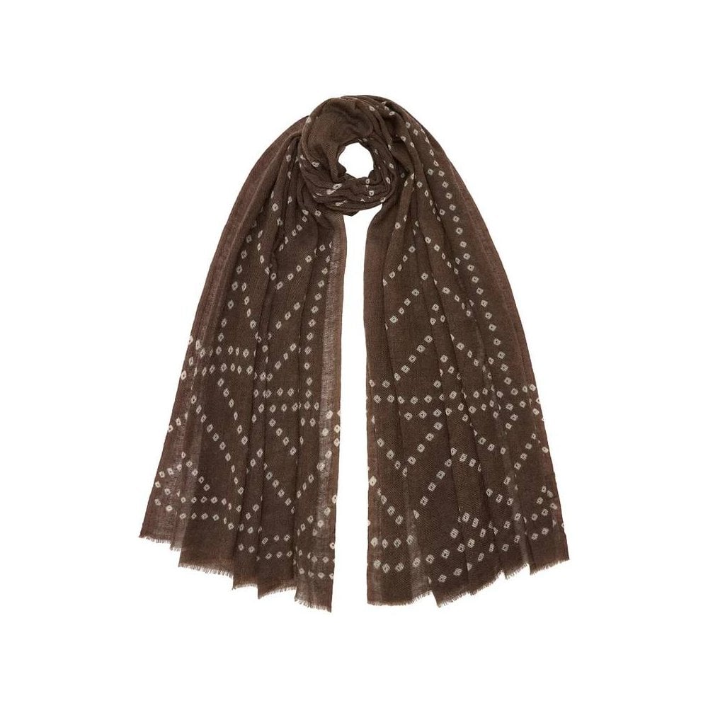 Brown Bandhani Wool Scarf