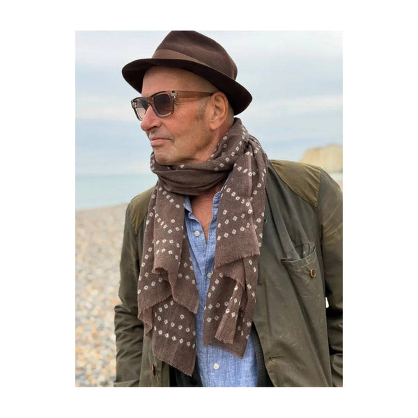 Brown Bandhani Wool Scarf