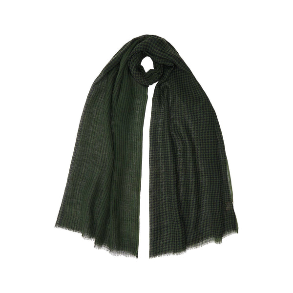 Military Check & Stripe Wool Scarf