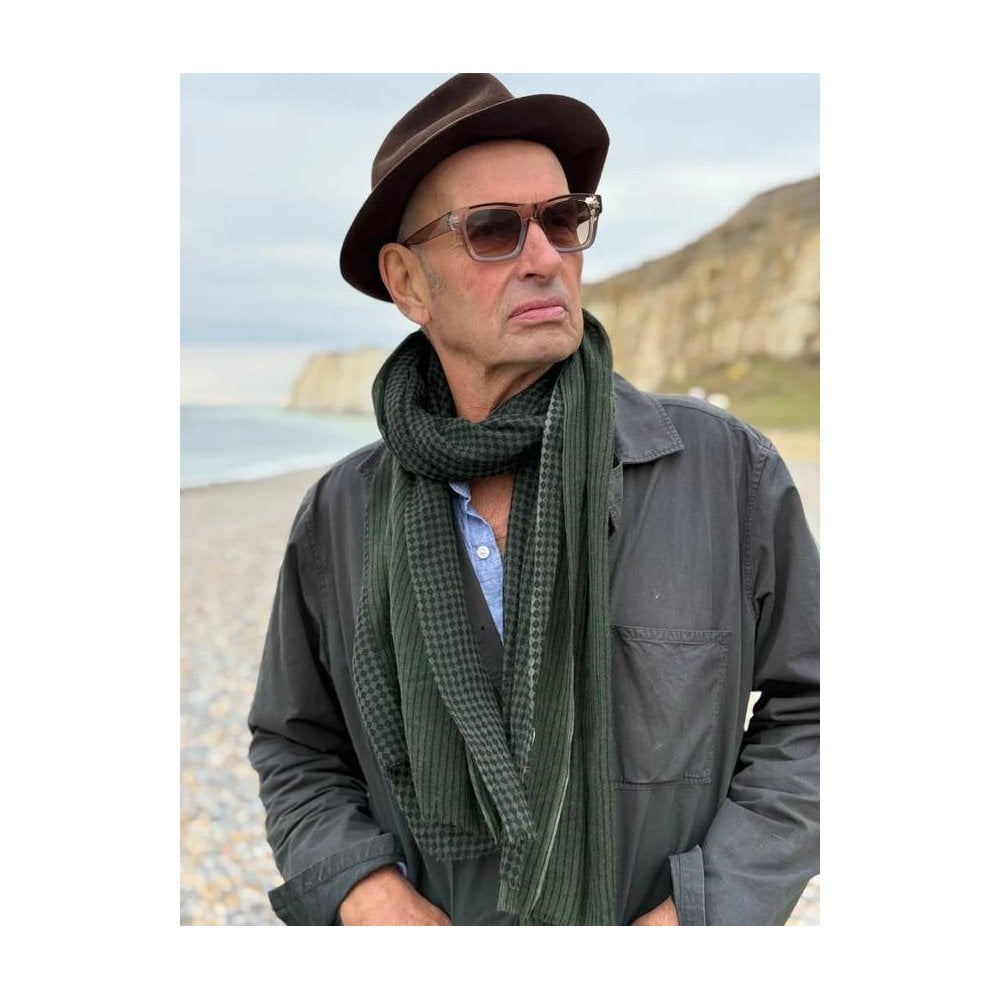 Military Check & Stripe Wool Scarf