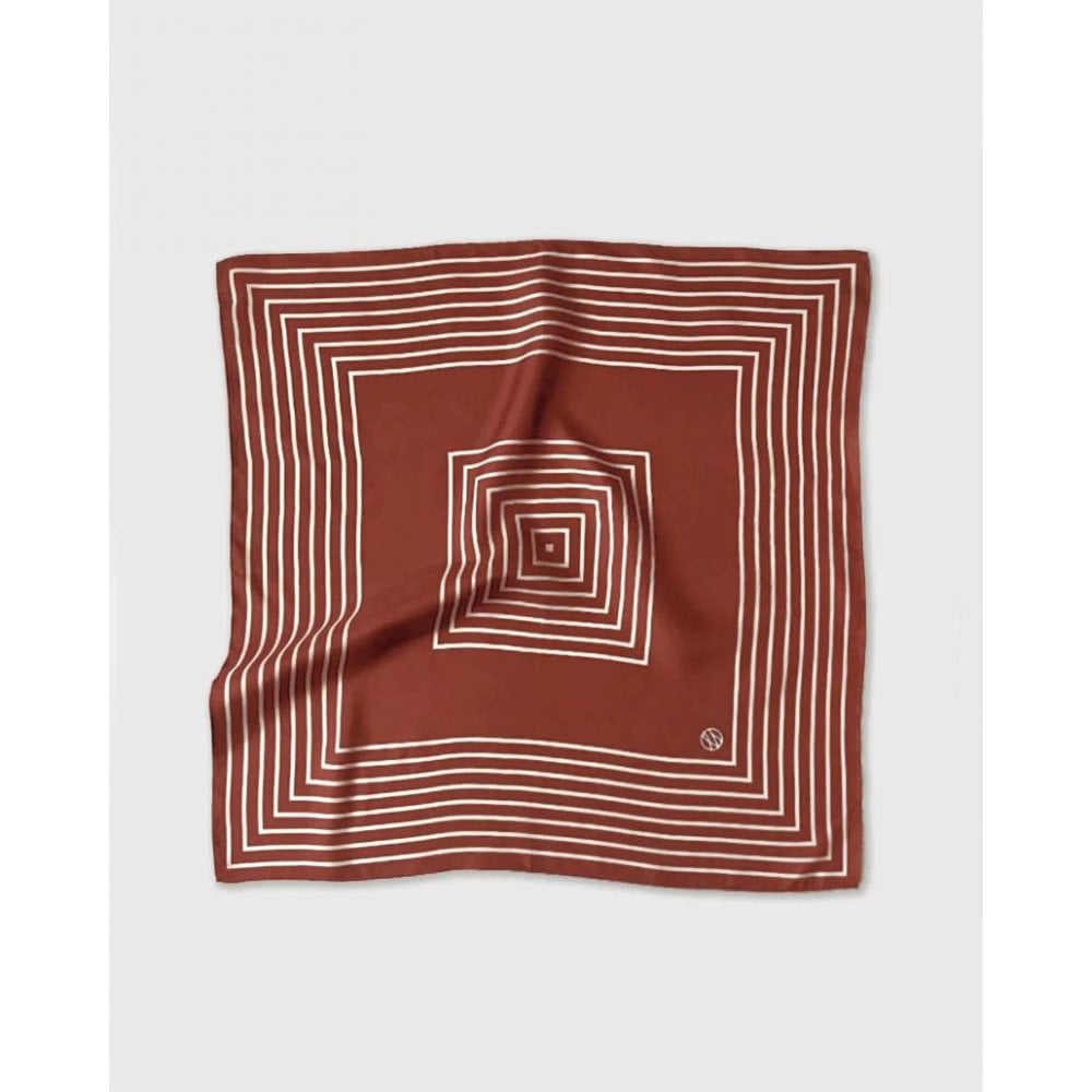 Striped Terracotta Silk Scarf
