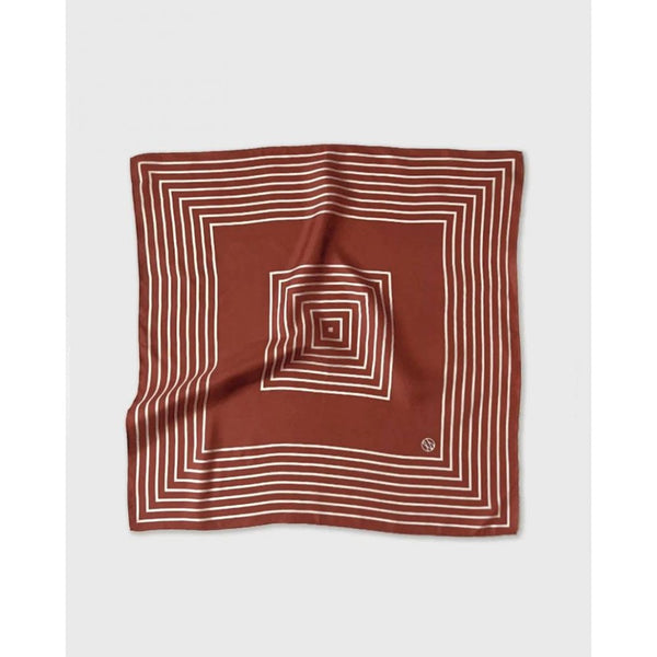 Striped Terracotta Silk Scarf