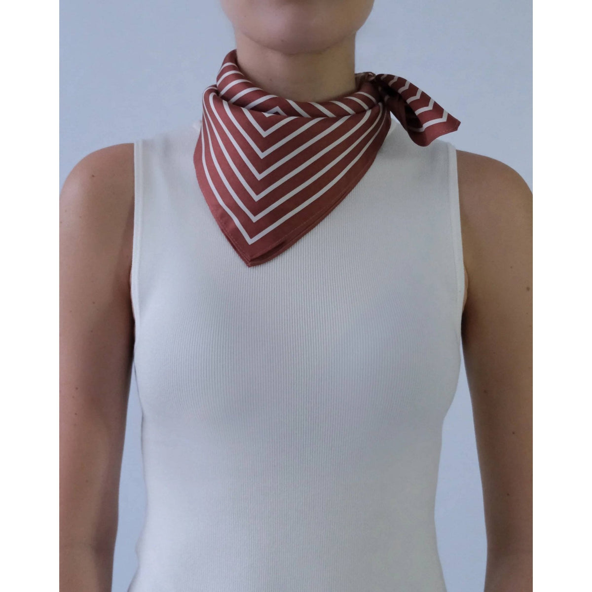 Striped Terracotta Silk Scarf