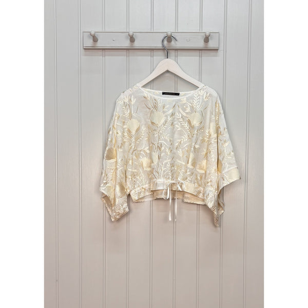 Drawstring Cropped Blouse