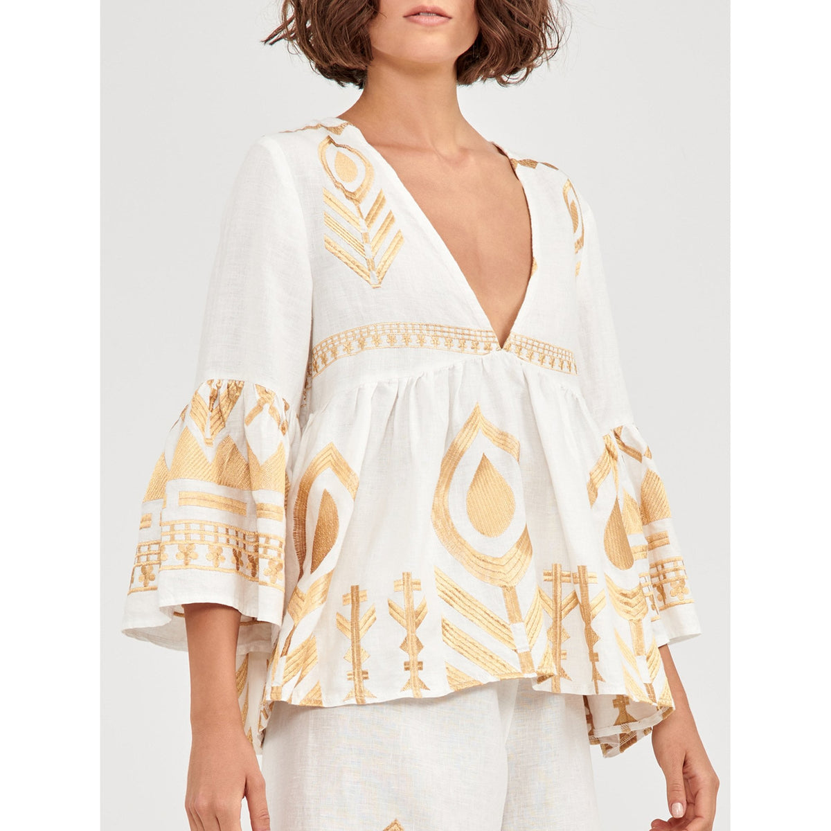 Bell Sleeve Embroidered Blouse