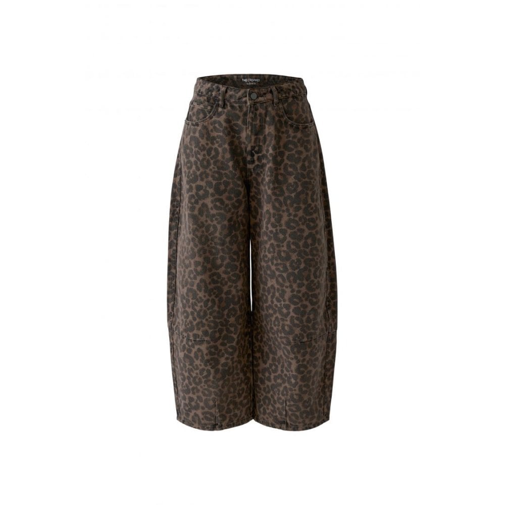 Animal Print Barrel Jeans