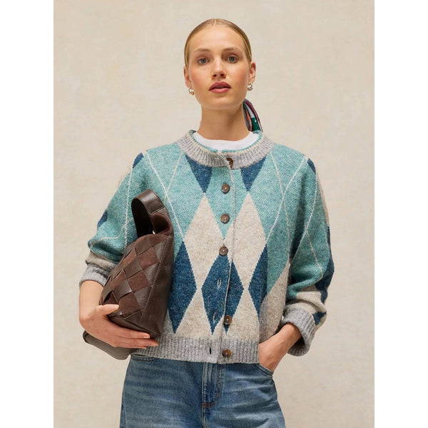 Argyle Check Cardi