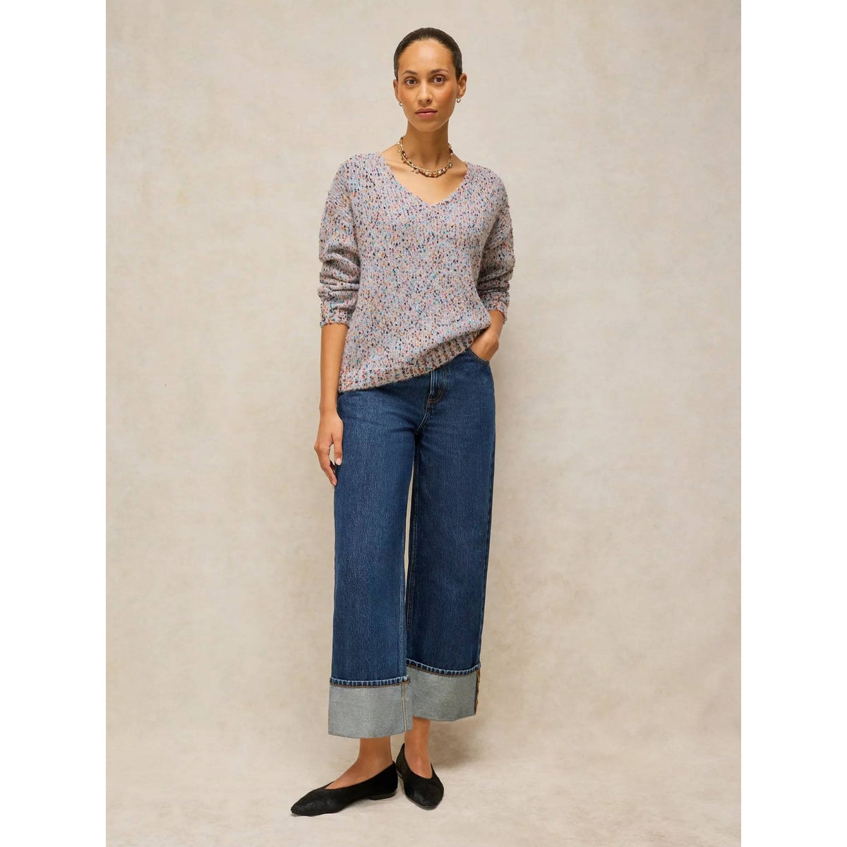Texture V Neck Jumper