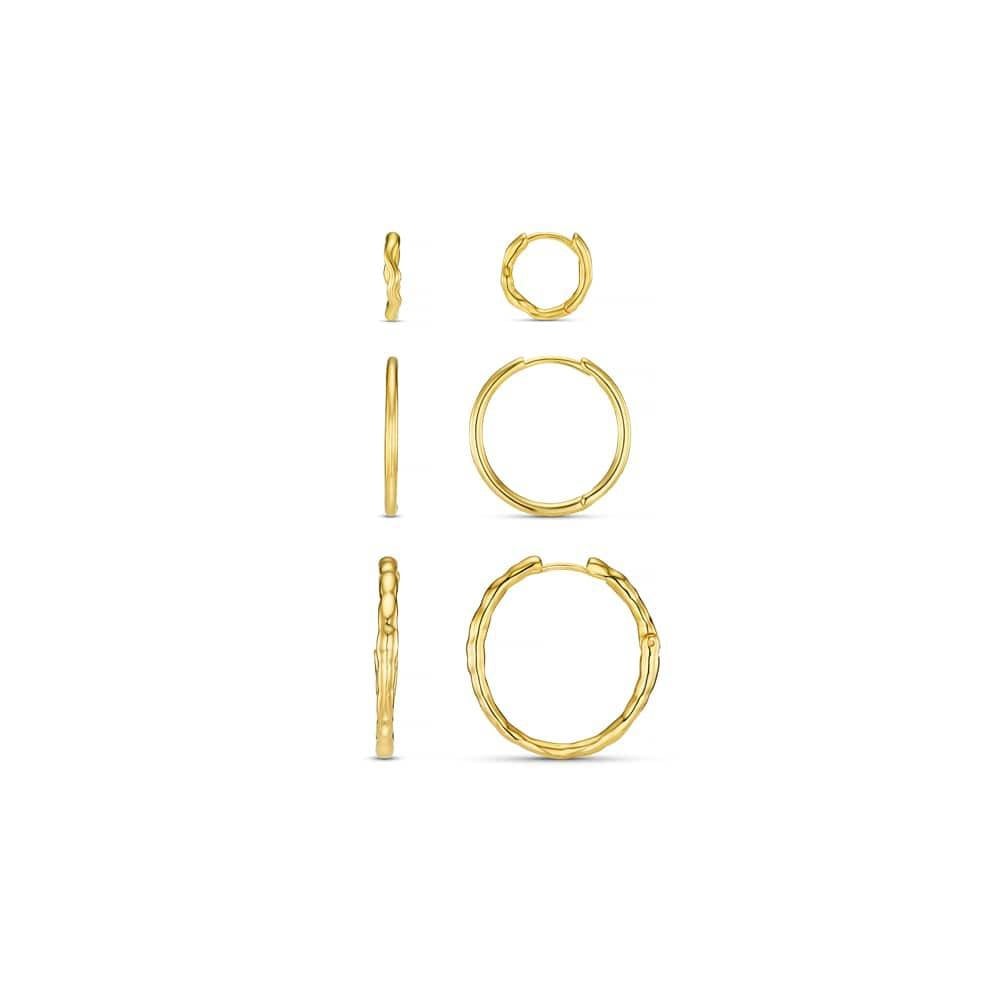 Mixed Textured Hoop Ear Stacking Set