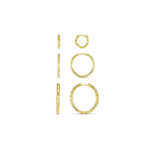 Mixed Textured Hoop Ear Stacking Set