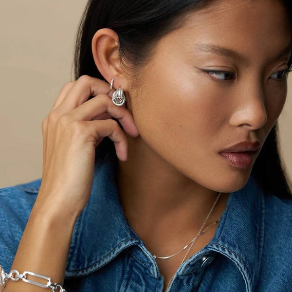 Mini Polished Interlocking Earrings