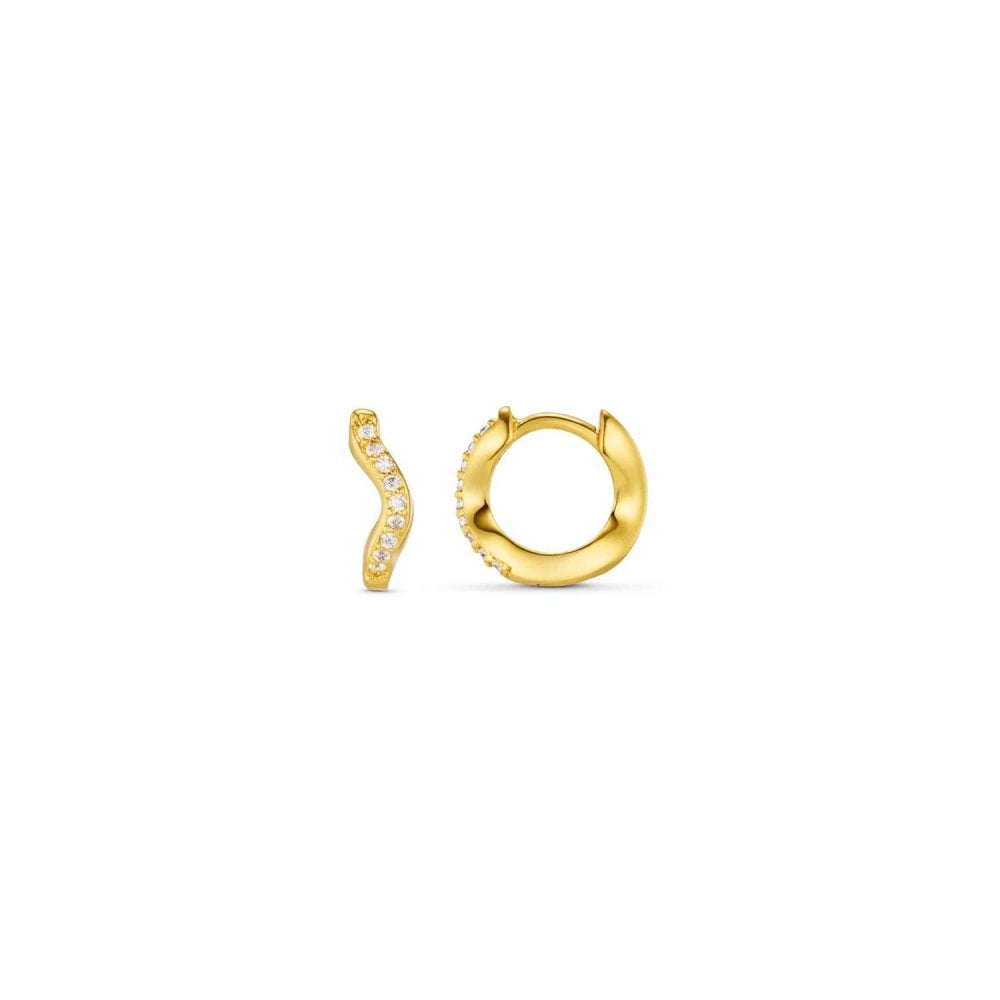 Fine Pavé Wave Micro Hoop Earrings