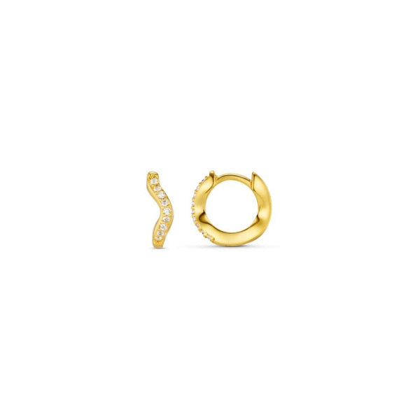 Fine Pavé Wave Micro Hoop Earrings