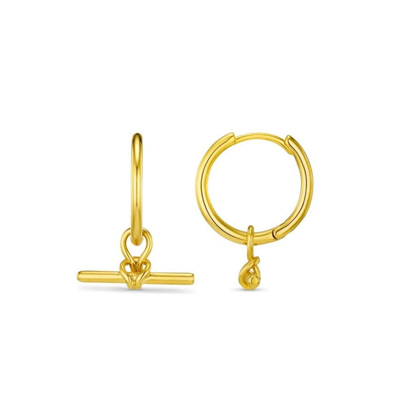 Dainty T-Bar Knot Hoop Earrings
