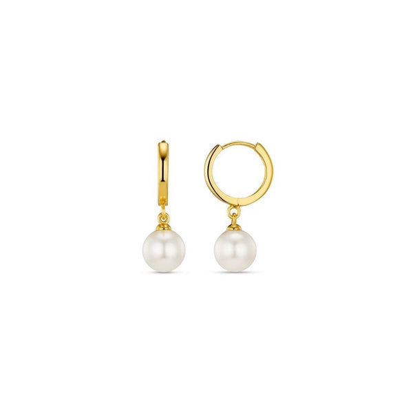 Pearl Drop Huggie Hoop Earrings