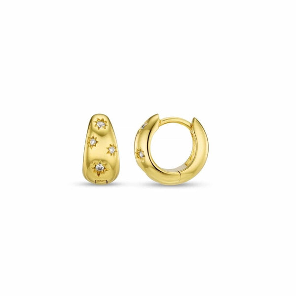 Tapered Crystal Starburst Huggie Hoop Earrings