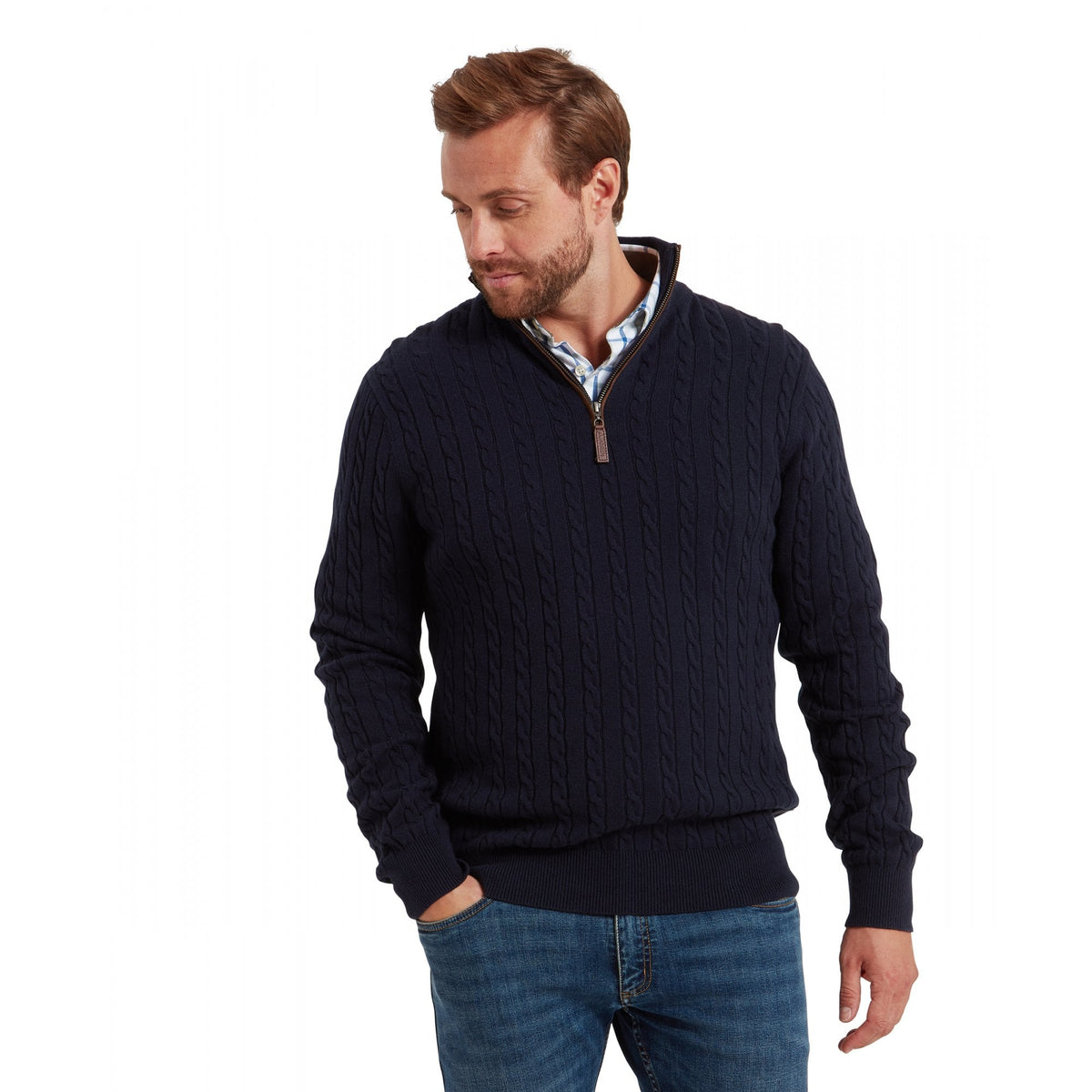 Calton Cable Quarter Zip Jumper