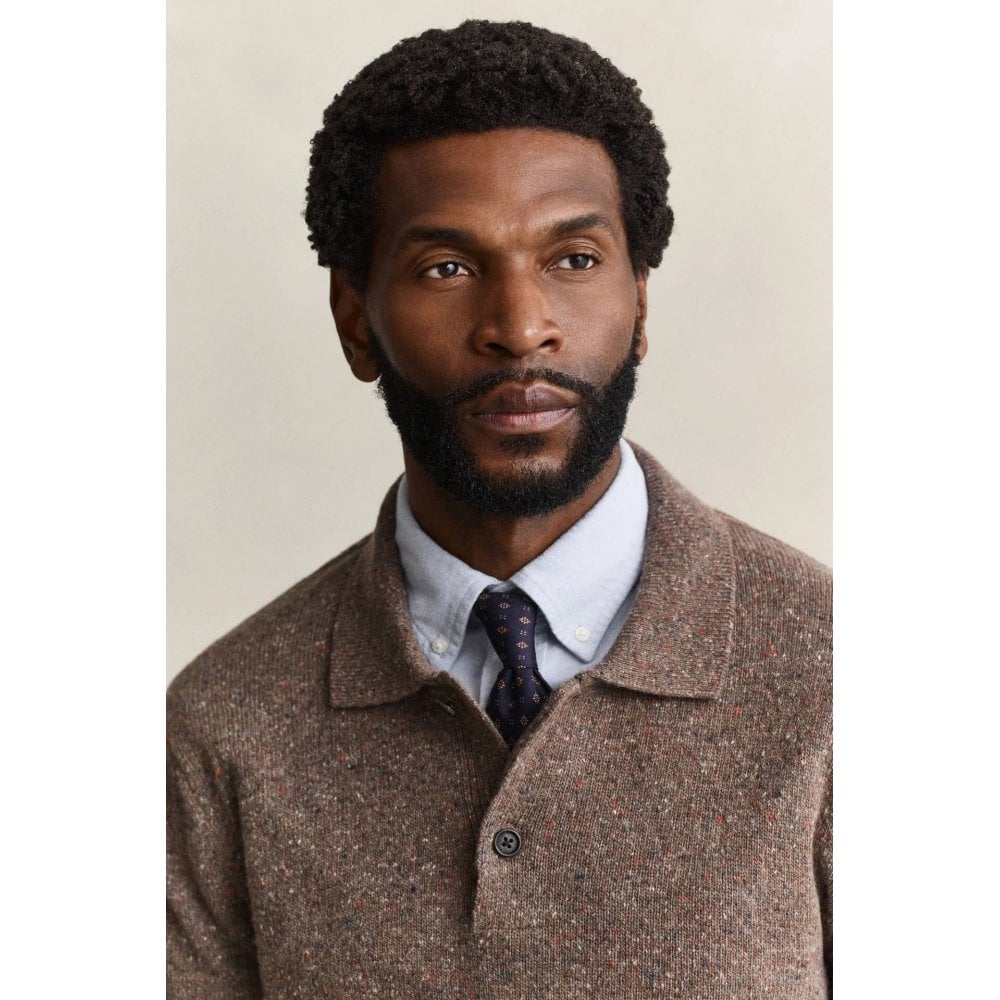 Wool Blend Nepps Polo Sweater