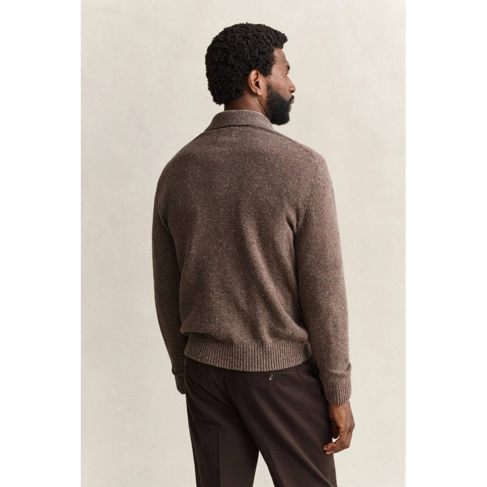 Wool Blend Nepps Polo Sweater