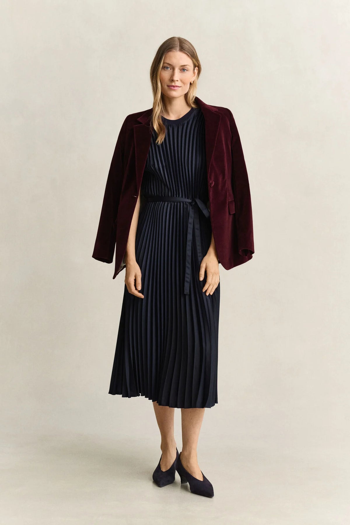Belted Pleated Dress