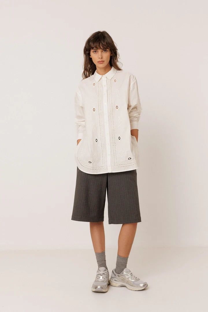 Poplin Embroidered Maxi Shirt