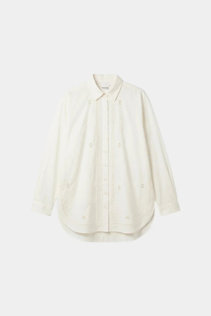 Poplin Embroidered Maxi Shirt